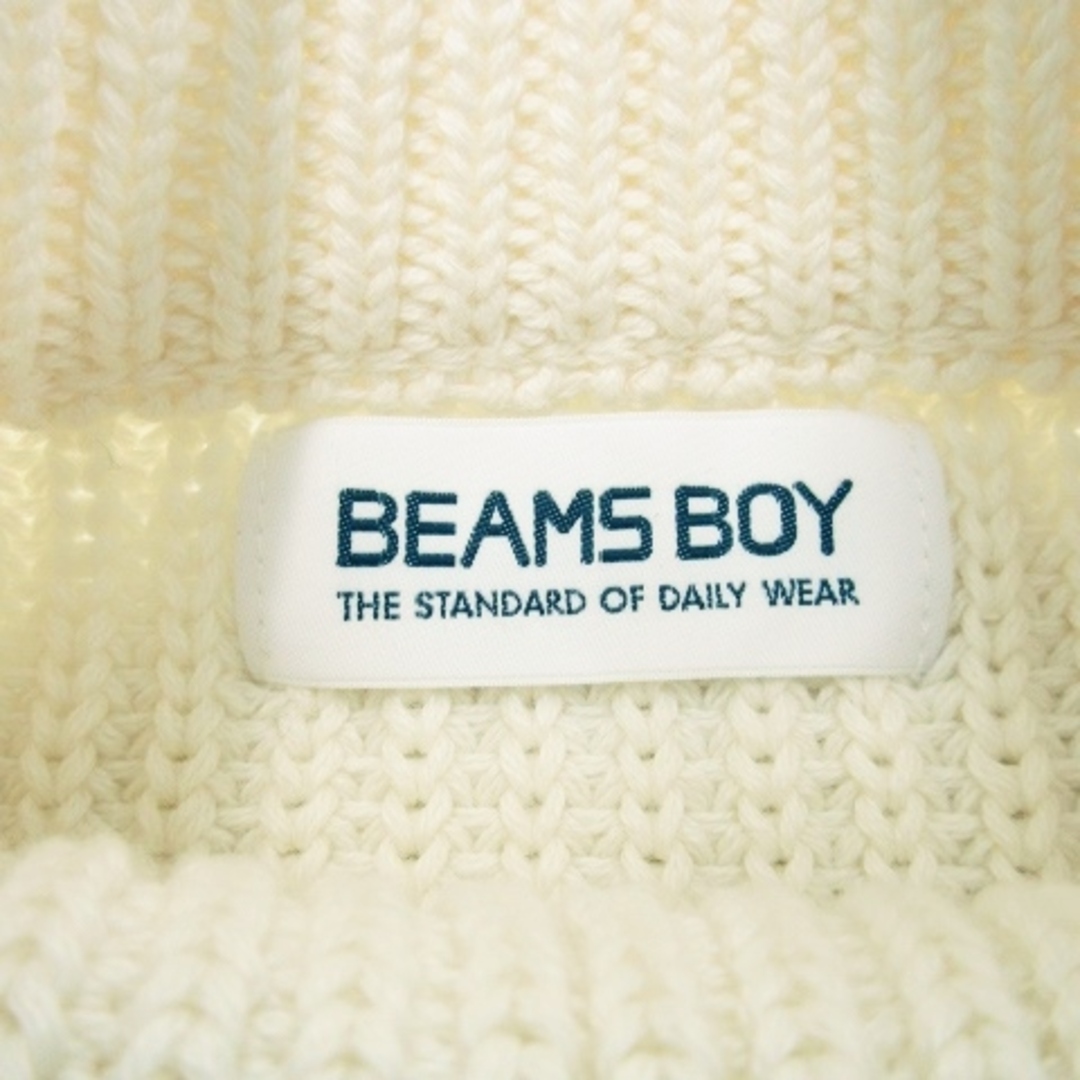 BEAMS BOY(ビームスボーイ)のビームスボーイ ニット セーター ハイネック 五分袖 半袖 コットン 切替 白 レディースのトップス(ニット/セーター)の商品写真