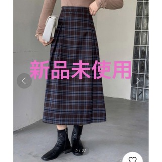 アビトーキョー(ABITOKYO)のemi+ チェック柄タックロングスカート(ロングスカート)