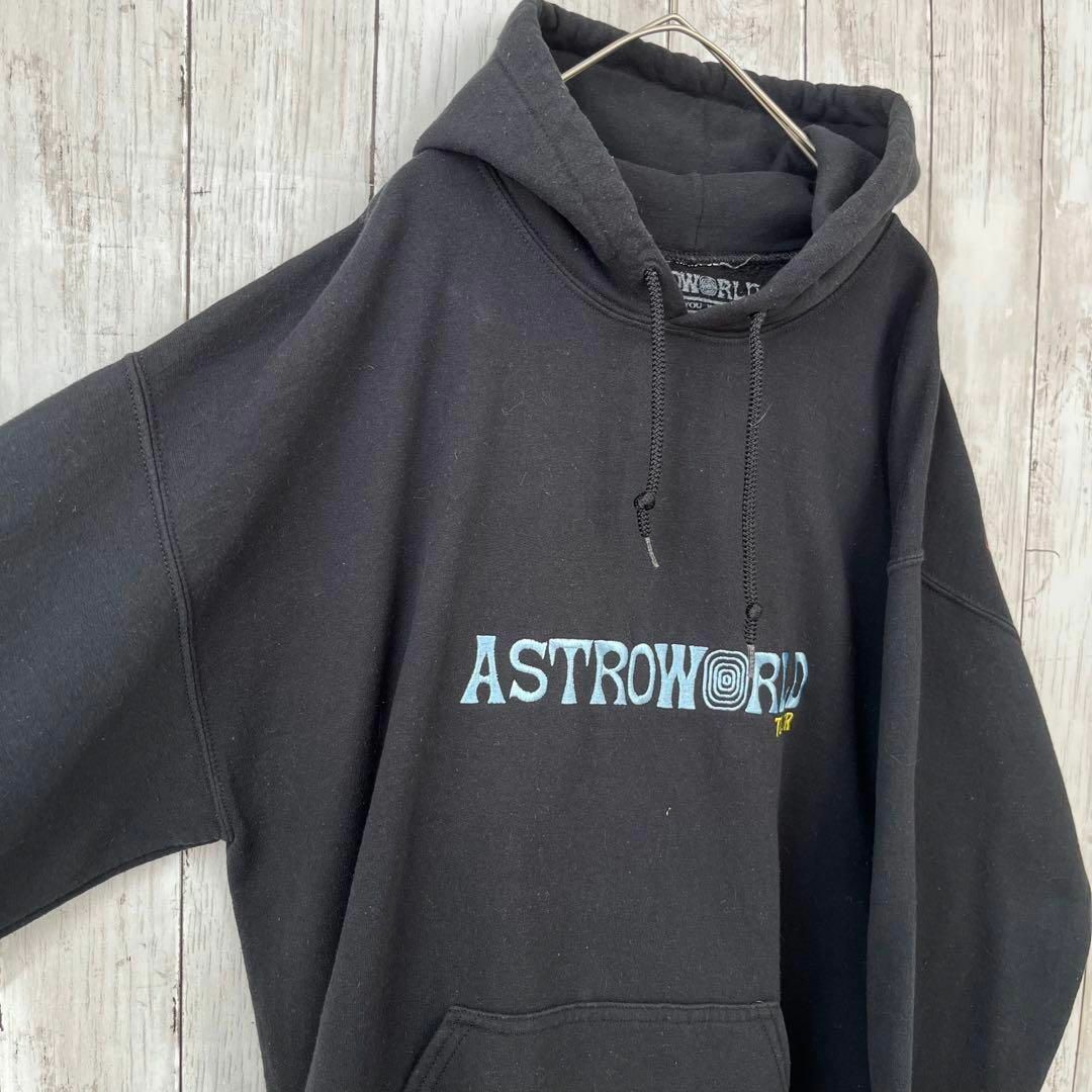 アメリカASTROWORLDトラヴィススコット刺繍バックプリントパーカー黒M