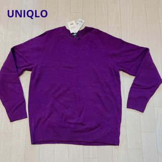 ユニクロ(UNIQLO)のUNIQLO 新品 プレミアムラムウール セーター 長袖ニット パープル L(ニット/セーター)