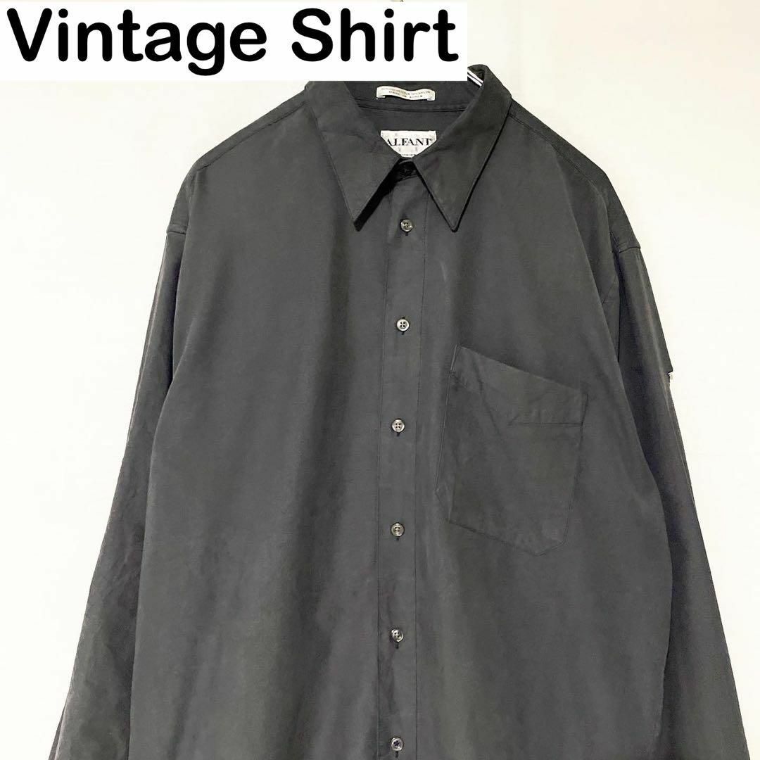 90s ALFANI Vintage スウェード　シャツ　長袖　　アメカジ