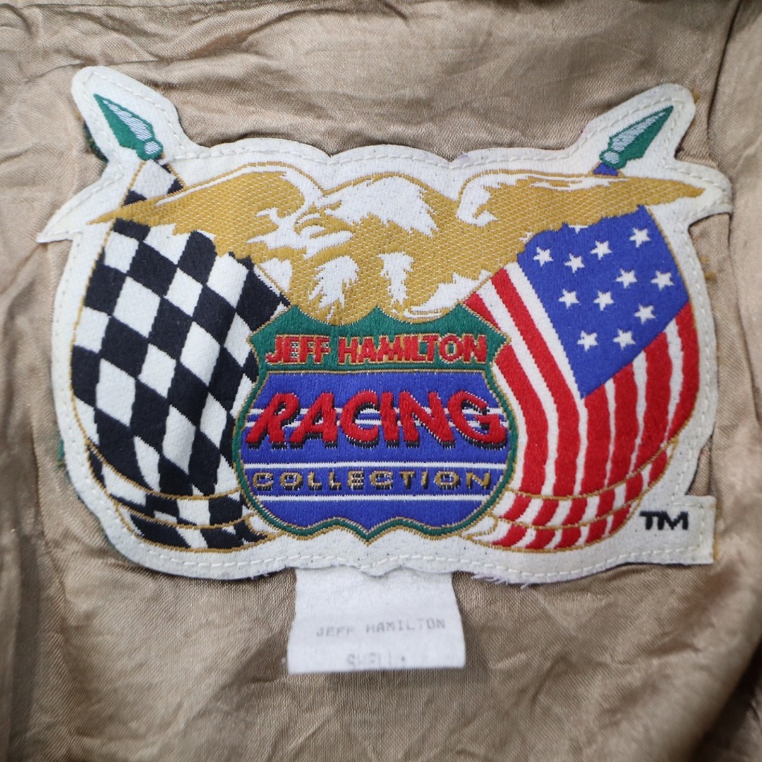 90年代 Jeff Hamilton ジェフ ハミルトン レーシングジャケット アメカジ サーキット ジープ グリーン (メンズ L) 中古 古着  O7466