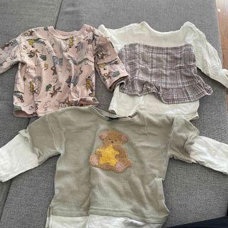 ⭐︎しおゆうさま専用⭐︎90サイズ　長袖　裏起毛無し　3枚セット(Tシャツ/カットソー)