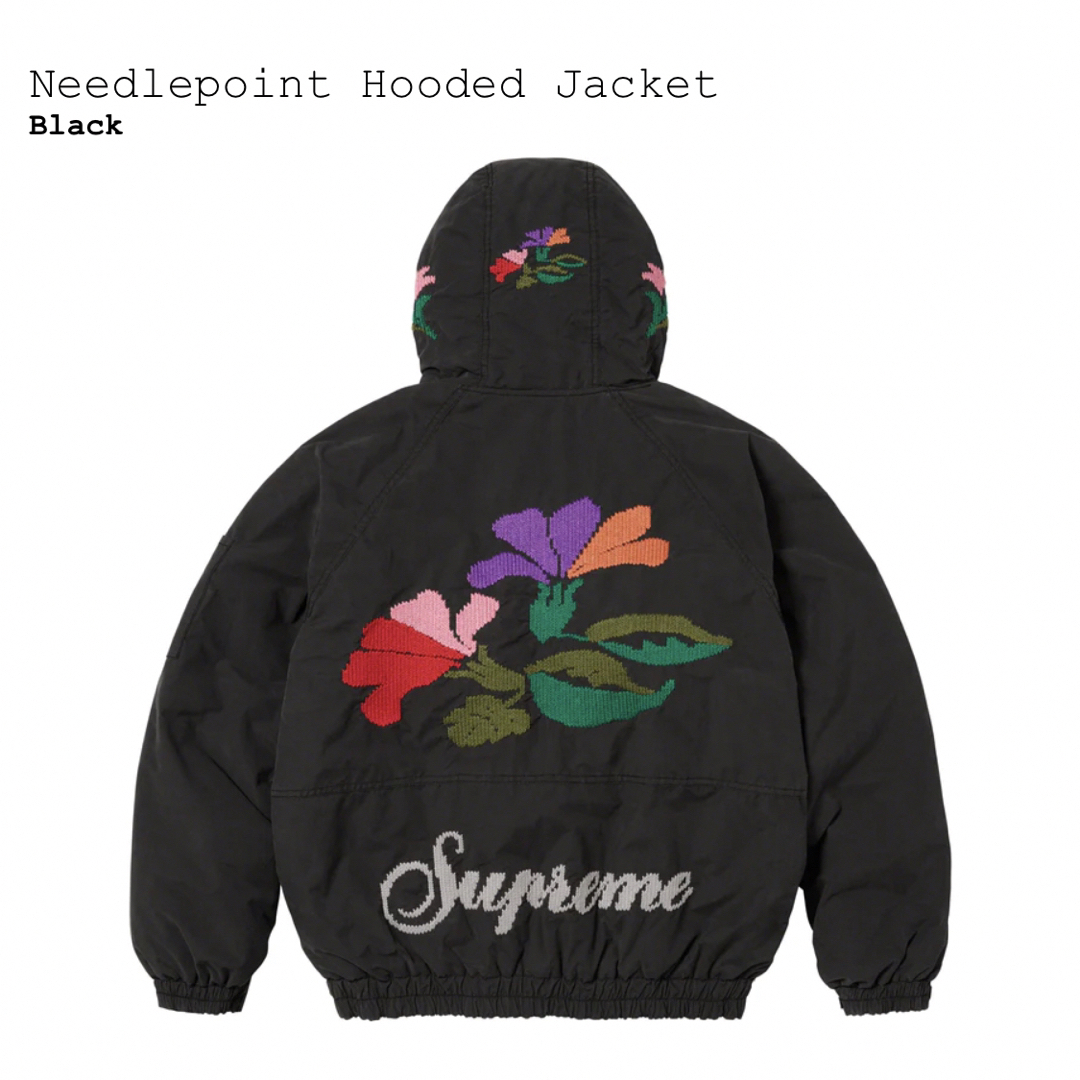 supreme Needlepoint Hooded Jacket 黒 Ⅼサイズ-