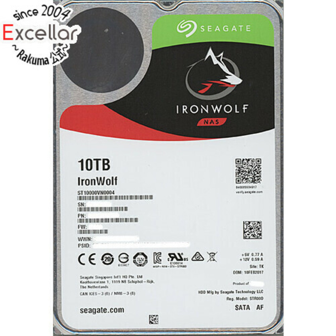 商品状態SEAGATE製HDD　ST10000VN0004　10TB SATA600 7200　4000～5000時間以内