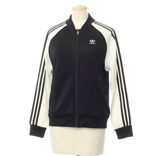 アディダス(adidas)の【中古】アディダス adidas ポリエステル ジップアップ ジャージ ブラックxホワイト【サイズS】【レディース】(その他)