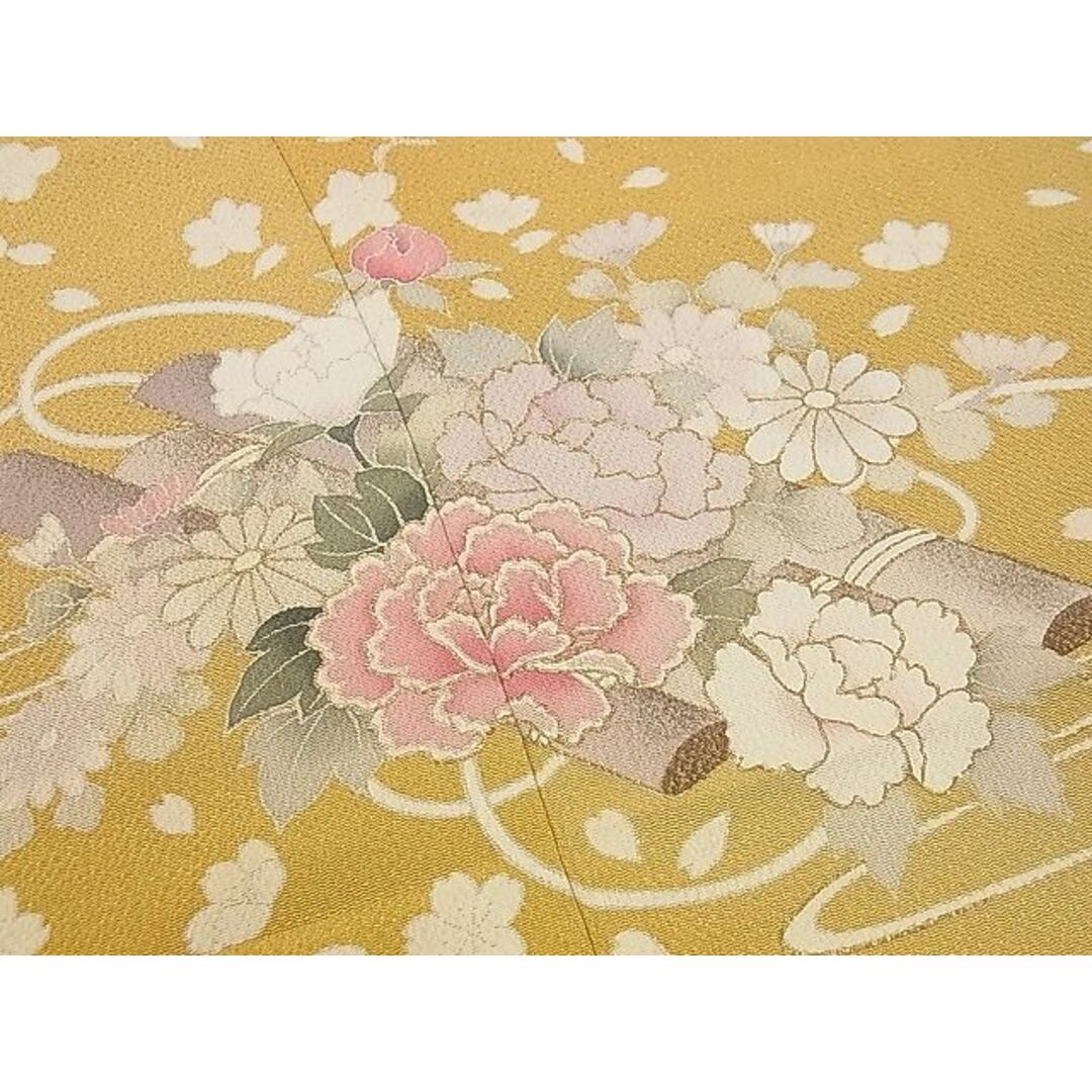 平和屋1□極上 訪問着 流水花筏文 暈し染め 金彩 鬼しぼ縮緬 逸品 3s30281-