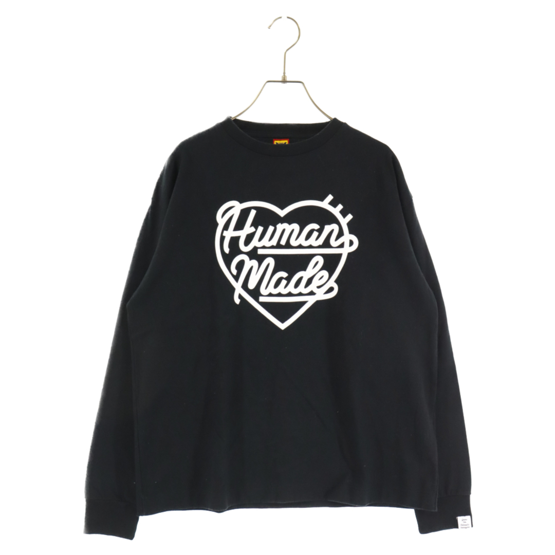 HUMAN MADE ヒューマンメイド Heart L/S T-Shirt フロントロゴプリント長袖Tシャツ ロンT ブラック