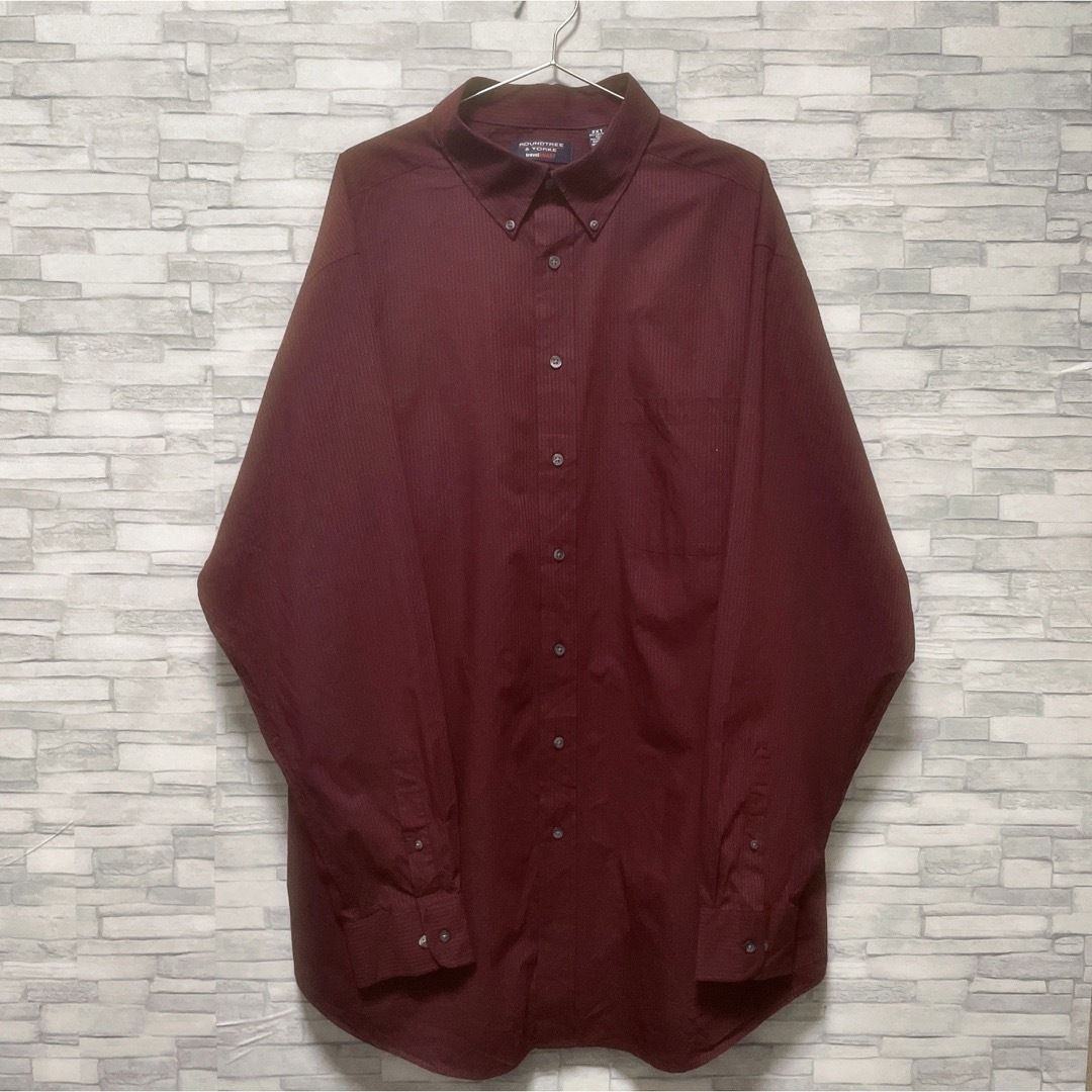 shirts(シャツ)のシャツ　長袖　ストライプ　ワインレッド　ボルドー　赤　ボタンダウン　USA古着 メンズのトップス(シャツ)の商品写真