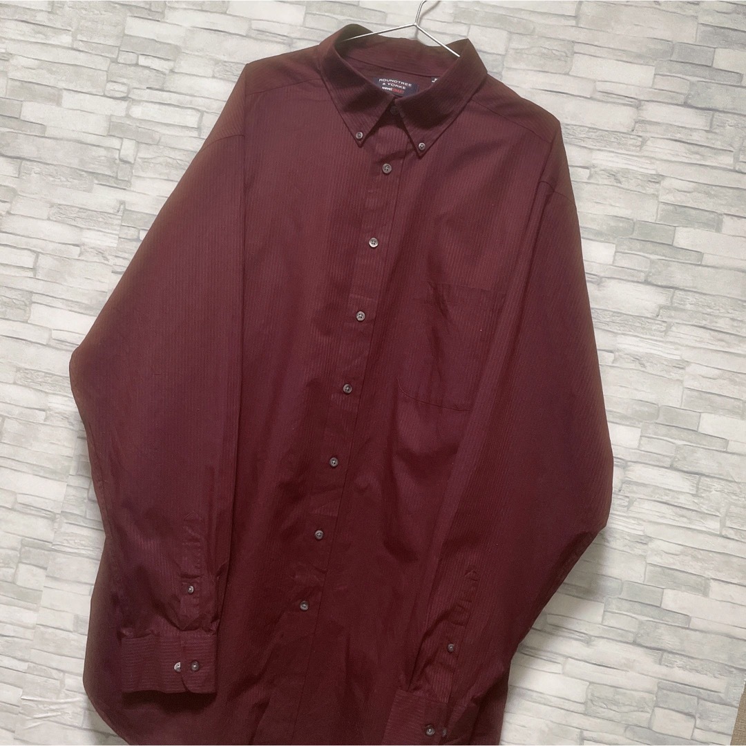 shirts(シャツ)のシャツ　長袖　ストライプ　ワインレッド　ボルドー　赤　ボタンダウン　USA古着 メンズのトップス(シャツ)の商品写真