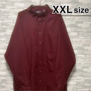 シャツ(shirts)のシャツ　長袖　ストライプ　ワインレッド　ボルドー　赤　ボタンダウン　USA古着(シャツ)