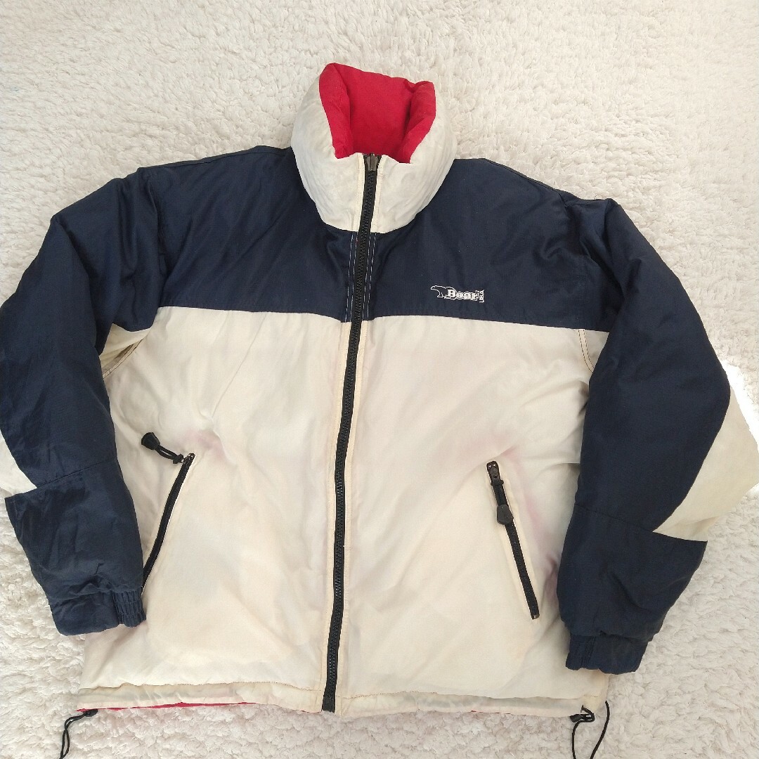 Bear USA(ベアー)の希少 ベアー リバーシブルダウンジャケット ホワイト バイカラー 大きいサイズ メンズのジャケット/アウター(ダウンジャケット)の商品写真