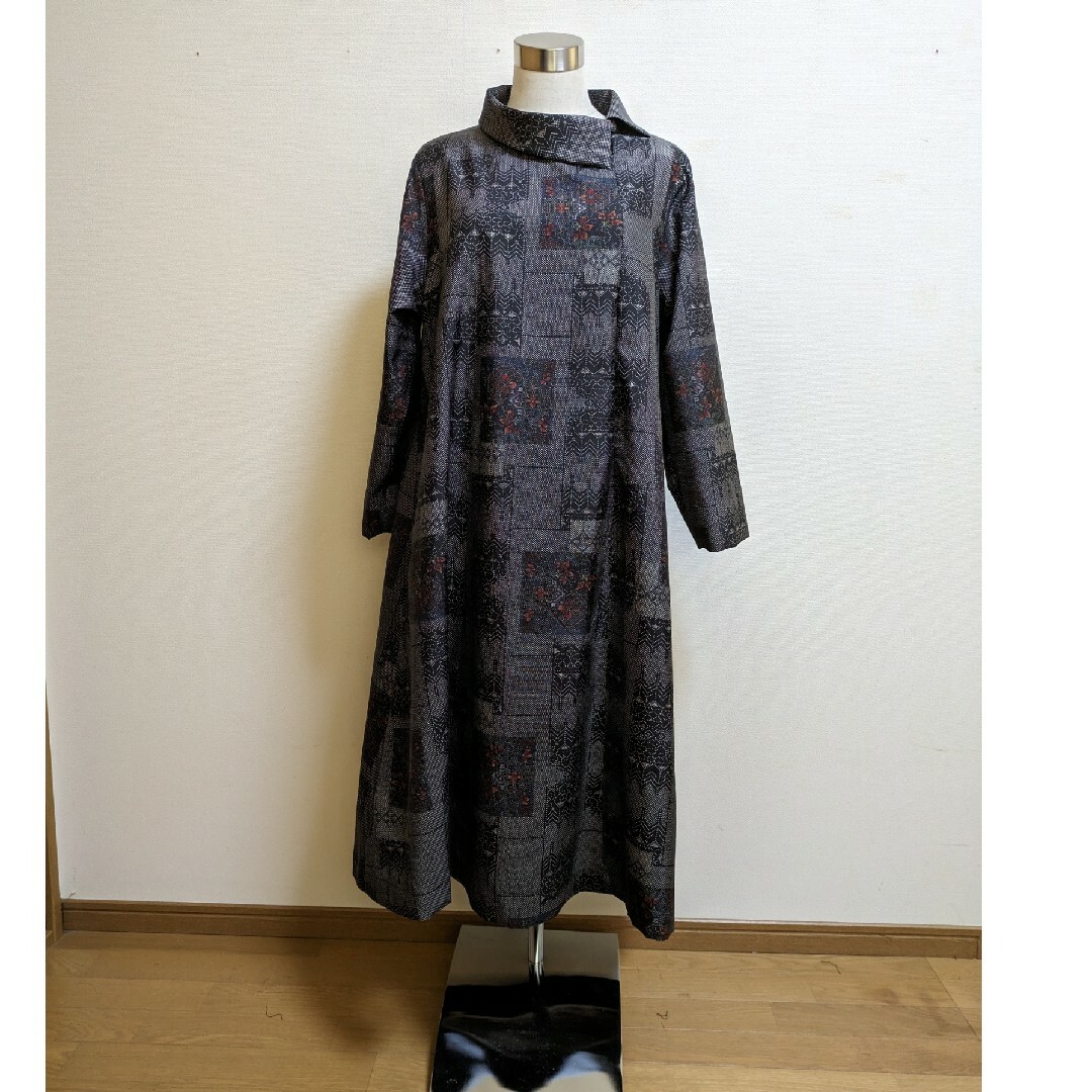 SOLD 着物リメイク ワンピース 大島紬 L〜LL SOLD 着物リメイク ワンピース 大島紬 L〜LL