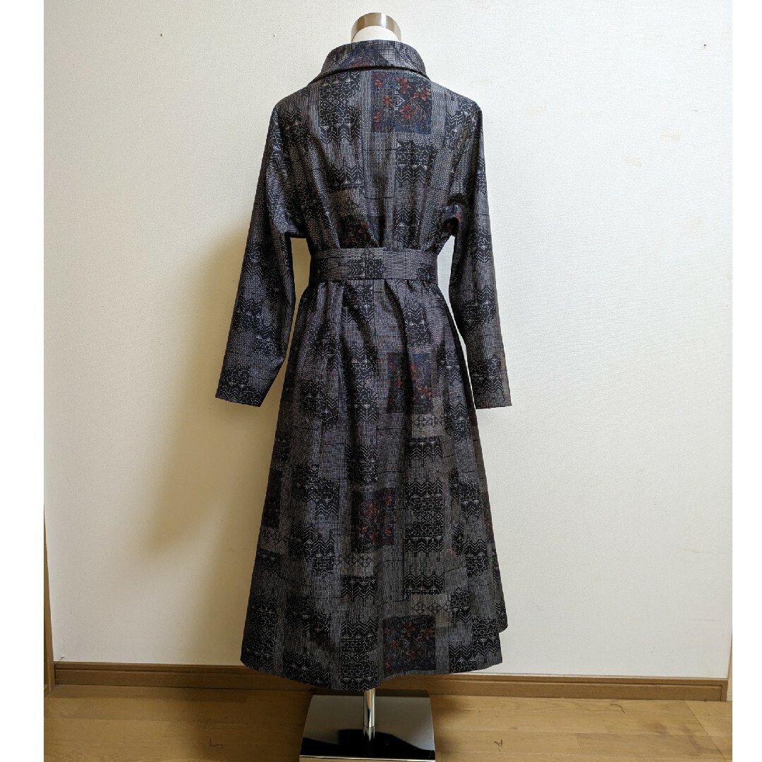 SOLD 着物リメイク ワンピース 大島紬 L〜LL SOLD 着物リメイク ワンピース 大島紬 L〜LL