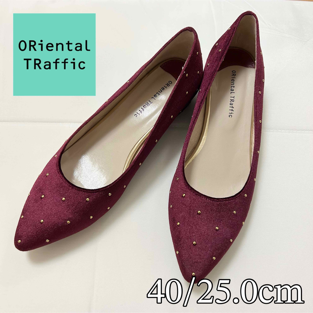 ORiental TRaffic(オリエンタルトラフィック)の【美品】オリエンタルトラフィック パンプス 25.0 ローヒール ベロア レディースの靴/シューズ(ハイヒール/パンプス)の商品写真