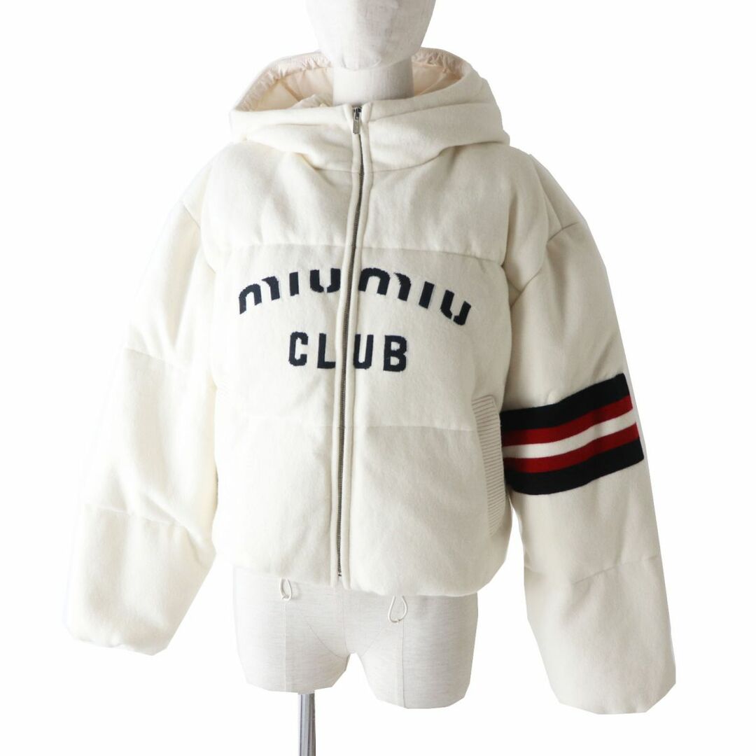 極美品◎正規品 22AW MIUMIU ミュウミュウ ML836 レディース クロップド カシミヤ ダウンジャケット 38 ホワイト 定価484000円