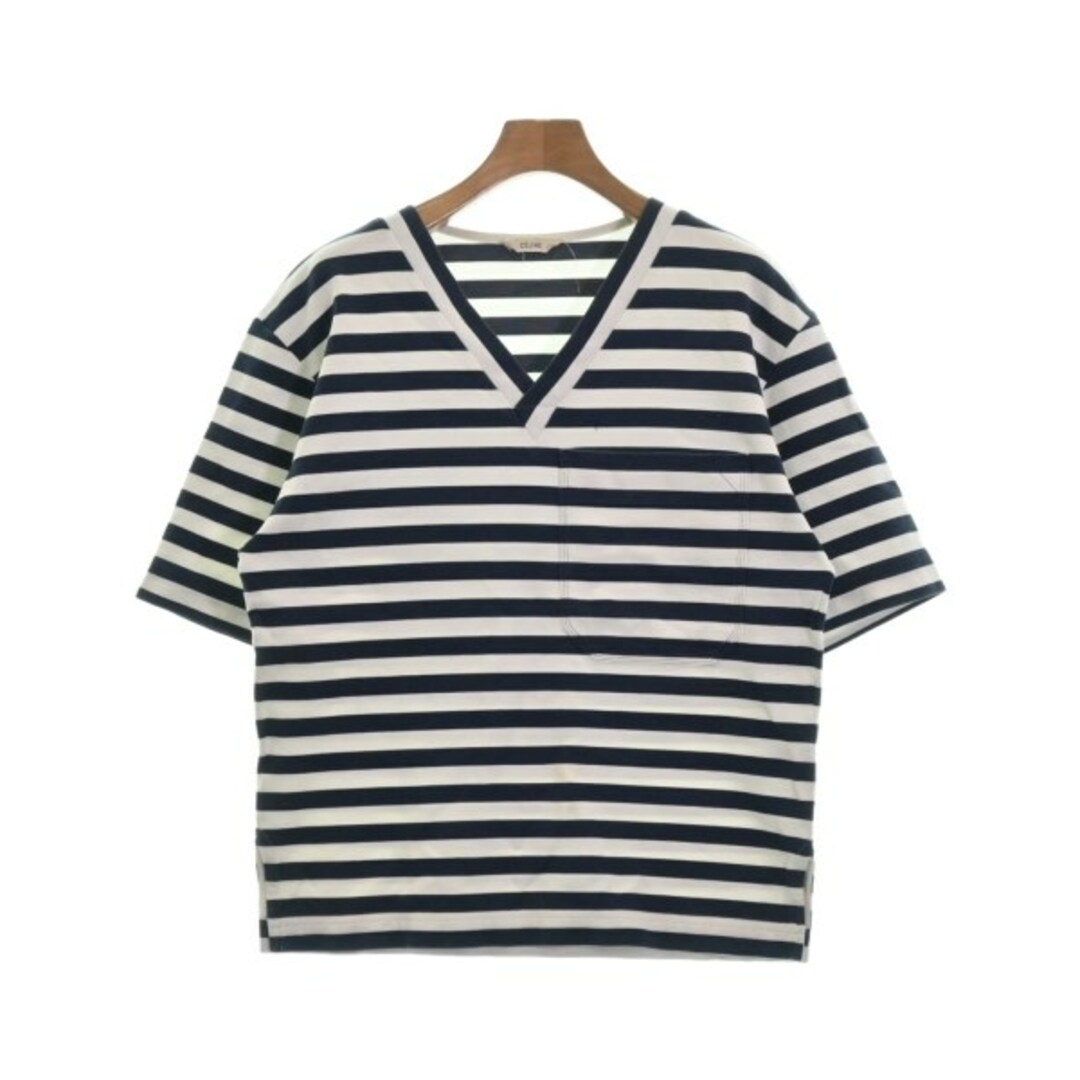 CELINE セリーヌ Tシャツ・カットソー S 紺x白(ボーダー)