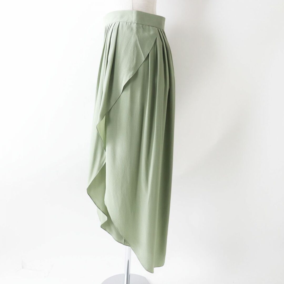 未使用品◎正規品 2019年 Chloe クロエ CHC19SRA150043D734 レディース シルク100％ ドレープ パンツ Piant Green カーキ 34 タグ付き