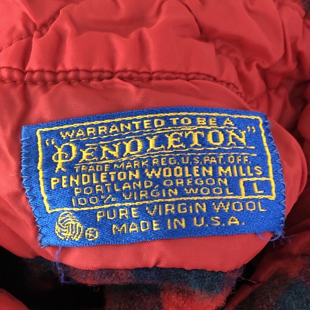 PENDLETON(ペンドルトン)の70年代 USA製 PENDLETON ペンドルトン ウール長袖シャツ アメカジ フラップポケット チェック レッド (メンズ L) 中古 古着 O7531 メンズのトップス(シャツ)の商品写真