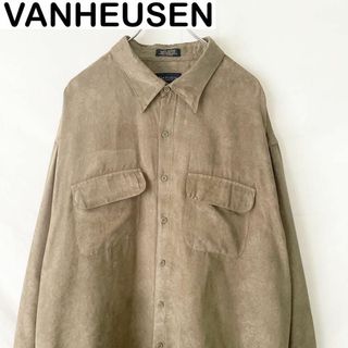 VANHEUSENスウェード　シャツ　長袖　古着　ヴィンテージ　アメカジ(シャツ)