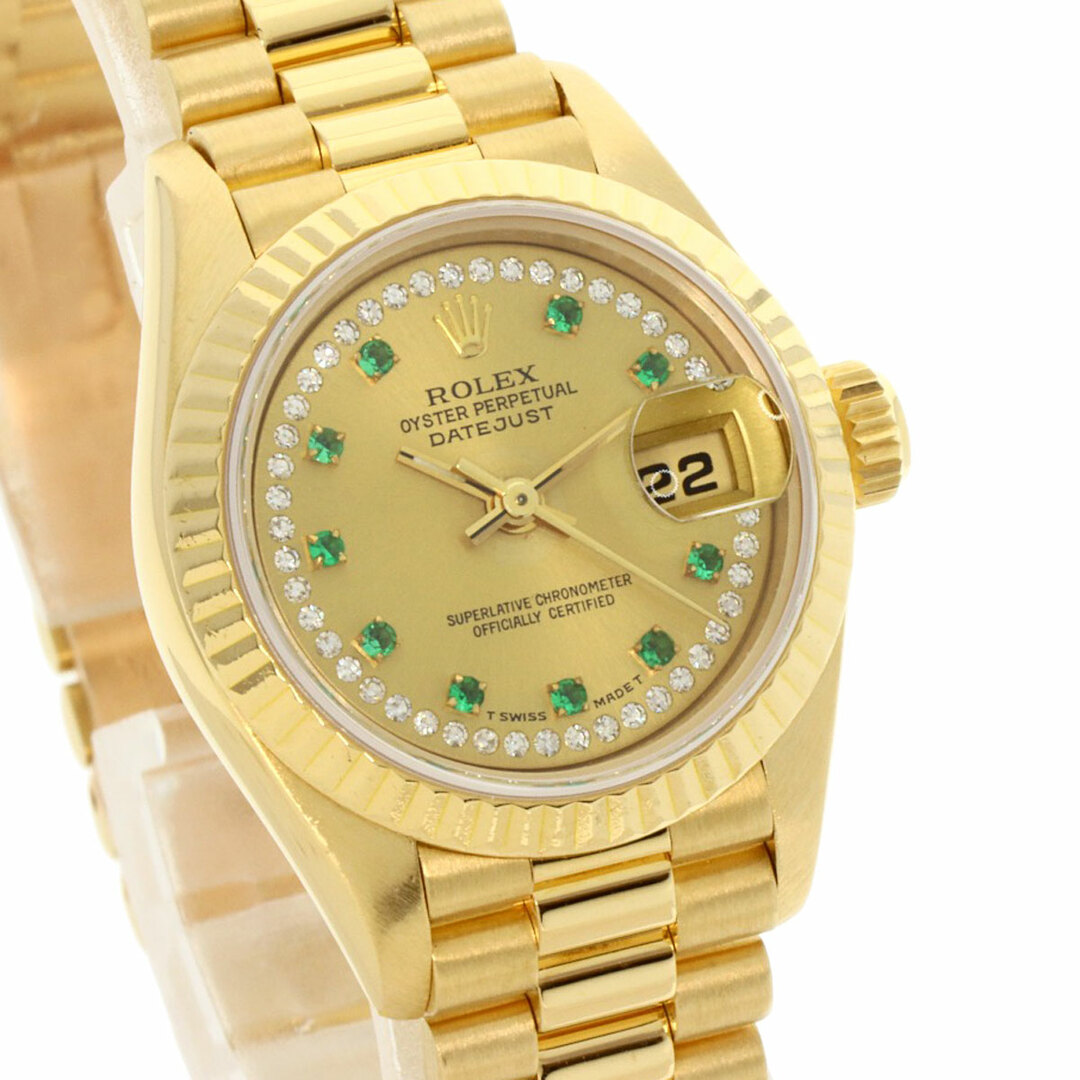 ROLEX(ロレックス)のROLEX 69178LE デイトジャスト 10P エメラルド ベゼルダイヤモンド メーカーコンプリート 腕時計 K18YG K18YG レディース レディースのファッション小物(腕時計)の商品写真