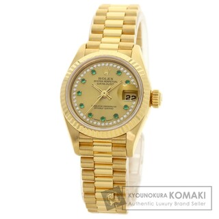 ロレックス(ROLEX)のROLEX 69178LE デイトジャスト 10P エメラルド ベゼルダイヤモンド メーカーコンプリート 腕時計 K18YG K18YG レディース(腕時計)
