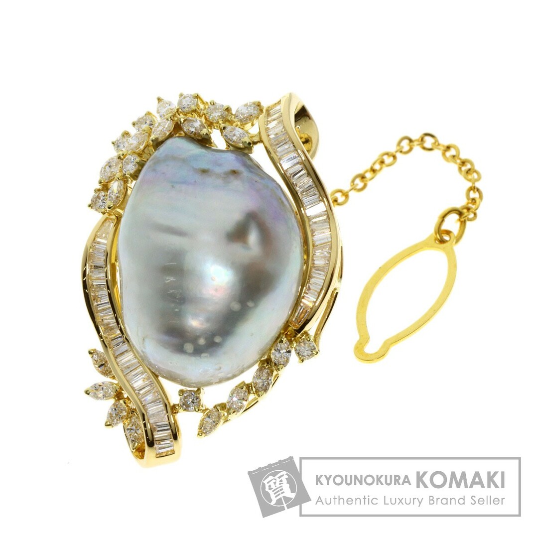 SELECT JEWELRY ピンブローチ バロックパール 真珠 ダイヤモンド ブローチ K18YG レディース