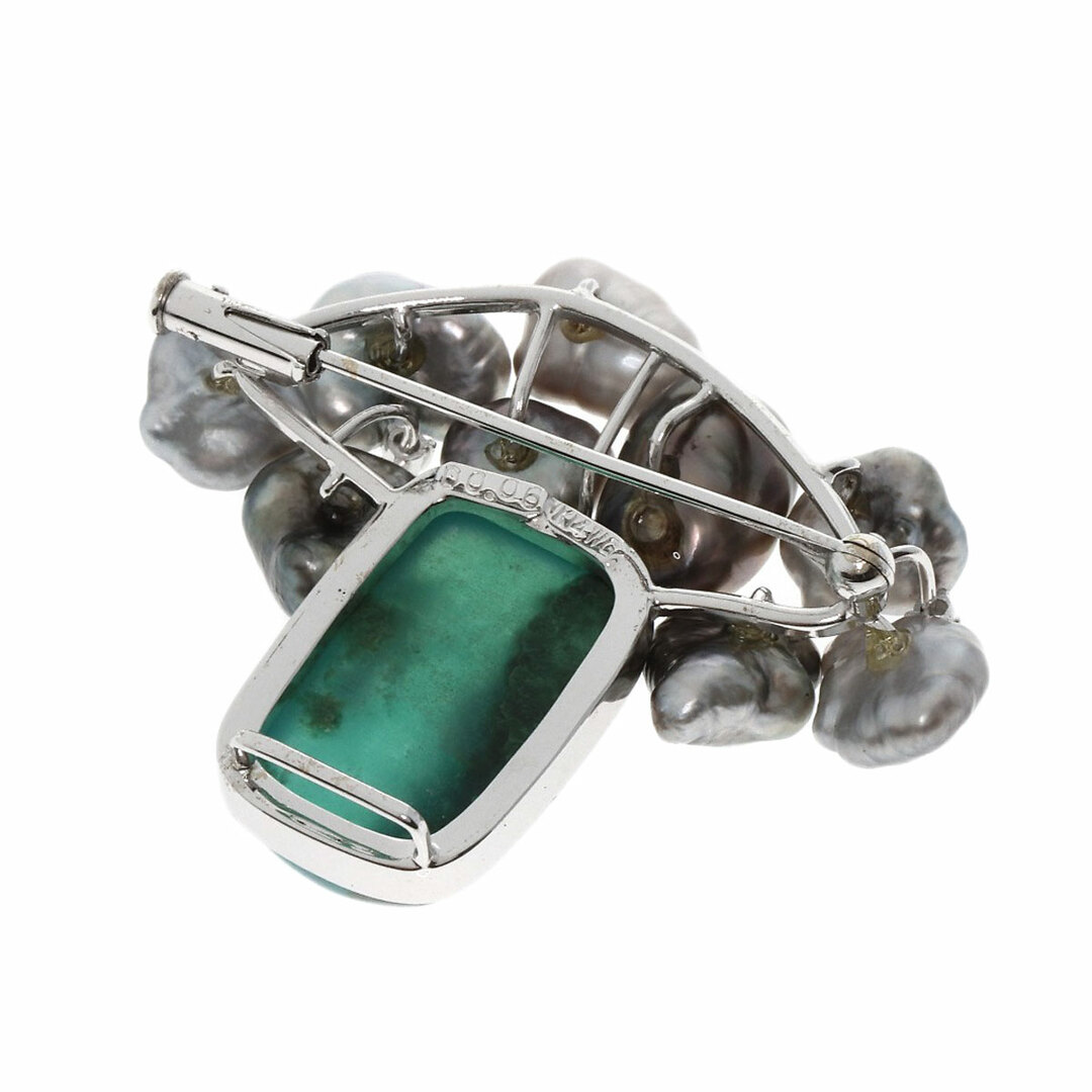 SELECT JEWELRY パール 真珠 ダイヤモンド カラーストーン ブローチ K14WG レディース