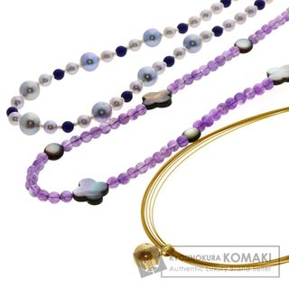 SELECT JEWELRY ゴールデンパール 真珠 ラピスラズリ アメジスト 3本セット ネックレス 金属製 レディース(ネックレス)