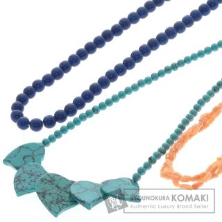 SELECT JEWELRY サンゴ 珊瑚 トルコ石風 ラピス風 ３本セット ネックレス 金属製 レディース(ネックレス)