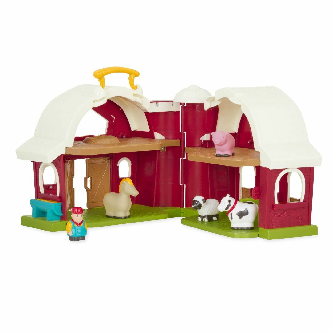 Battat 飼育小屋プレイセット 赤 おもちゃ 牧場 動物 赤ちゃん 知育玩具