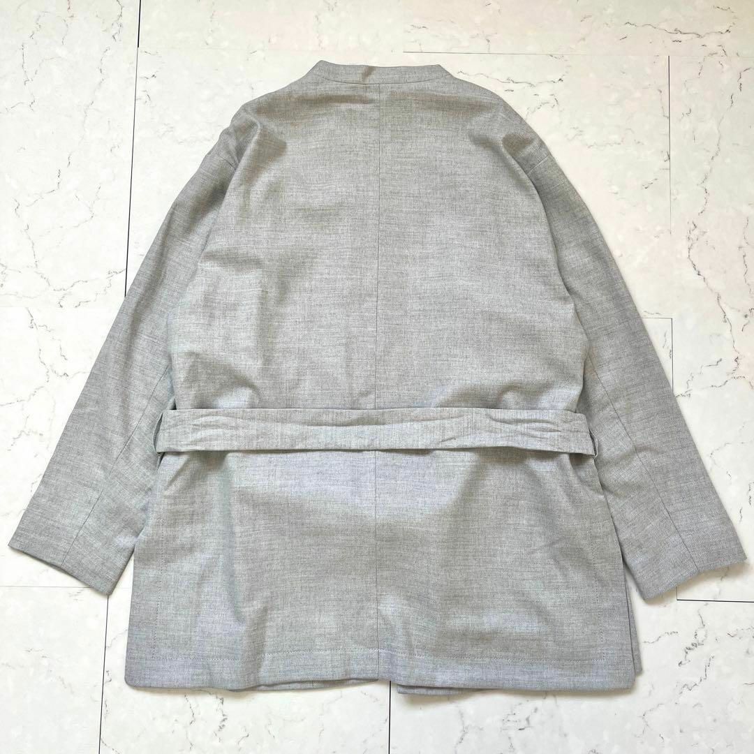 【トゥモローランド ボールジィ】日本製 ウール混ベルト付 ノーカラージャケット