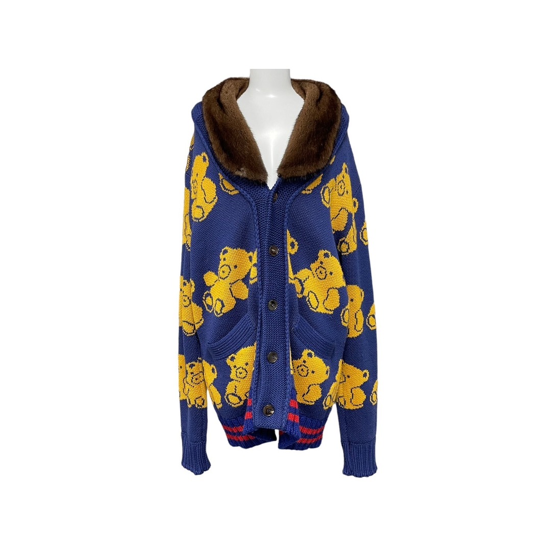 Gucci - GUCCI グッチ カーディガン テディベア ジャカード ネイビー
