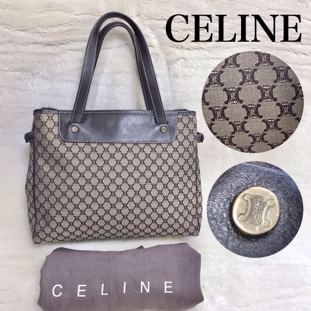 CELINE トリオンフ マカダム柄 トートバッグ ジャガード レザー 総柄