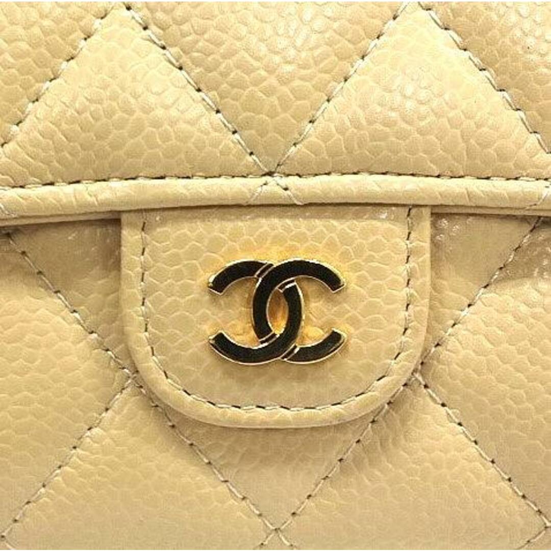 CHANEL(シャネル)のCHANEL シャネル 長財布 キャビアスキン マトラッセ ベージュ ダイアナフラップ 二つ折り 財布 ココマーク レディース【中古】JA-17834 レディースのファッション小物(財布)の商品写真