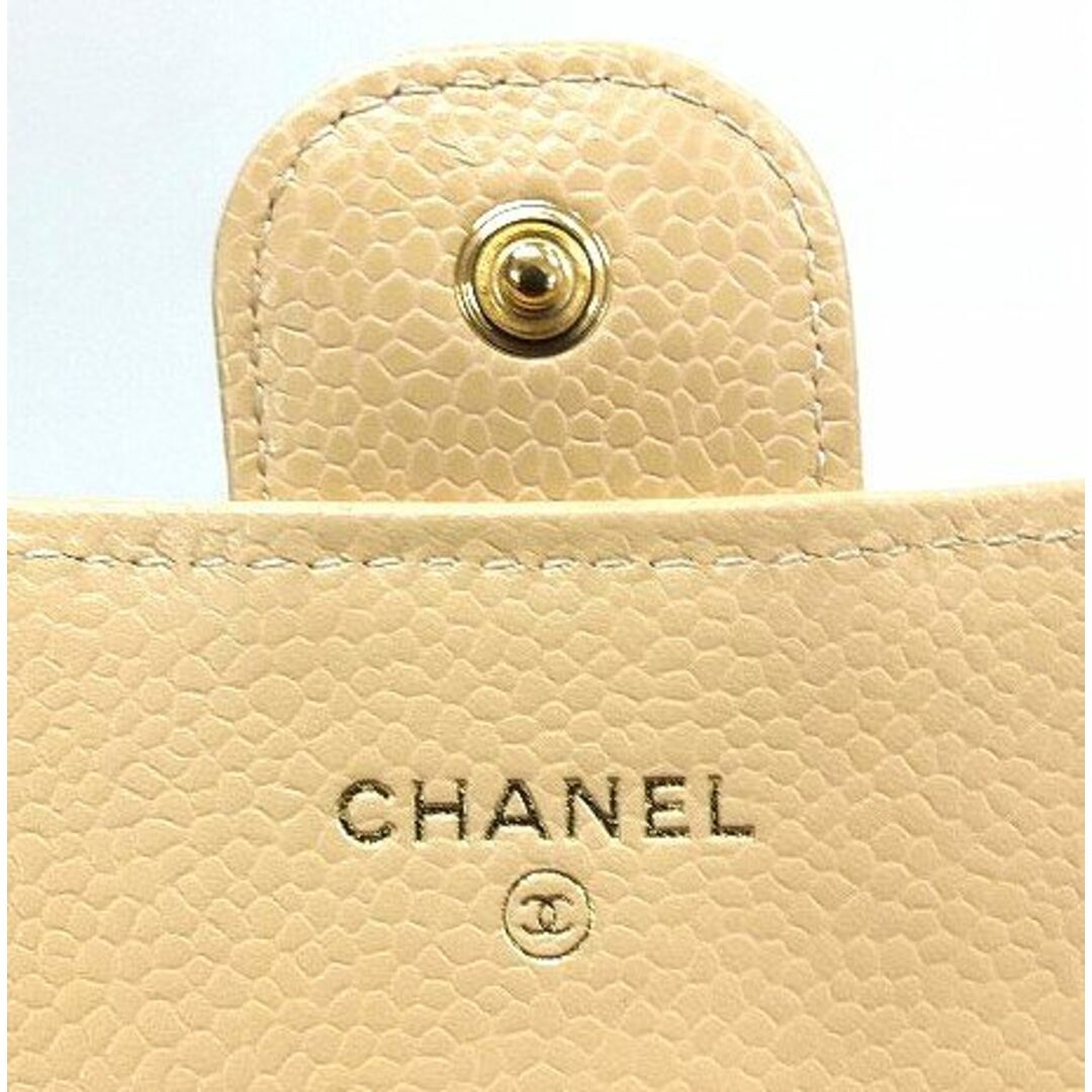 CHANEL(シャネル)のCHANEL シャネル 長財布 キャビアスキン マトラッセ ベージュ ダイアナフラップ 二つ折り 財布 ココマーク レディース【中古】JA-17834 レディースのファッション小物(財布)の商品写真