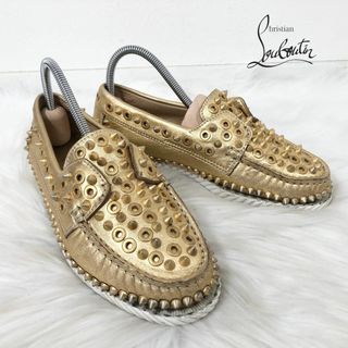 LOUBOUTIN スリッポン サイズ 36 グリッター ゴールド レザー