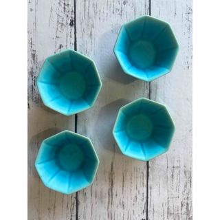 トルコブルー八角小鉢 6cm 4個 美濃焼 オシャレ カフェ風 陶磁器 薬味皿(食器)