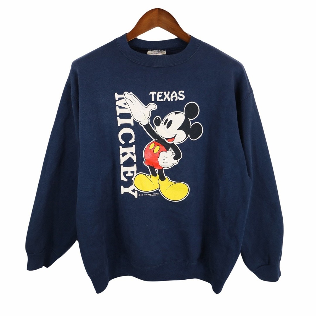 90年代 USA製 Velva Sheen MICKEY MOUSE ミッキーマウス スウェット DISNEY ディズニー ネイビー (メンズ XL)   O7794