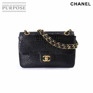 シャネル(CHANEL)のシャネル CHANEL クロコダイル チェーン ショルダー バッグ レザー ブラック ゴールド 金具 ヴィンテージ ココマーク VLP 90185647(ショルダーバッグ)