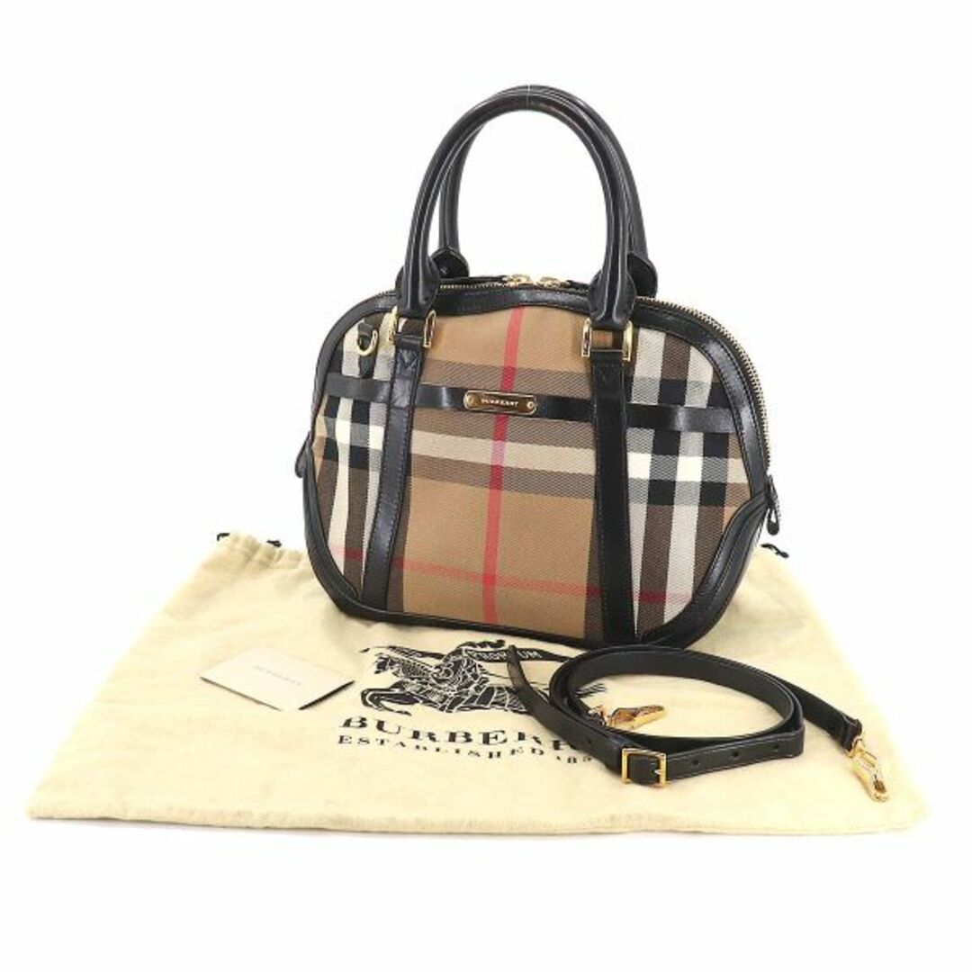 バーバリー BURBERRY ノバチェック 2way ハンド ショルダー バッグ キャンバス レザー ブラウン ブラック VLP 90186289