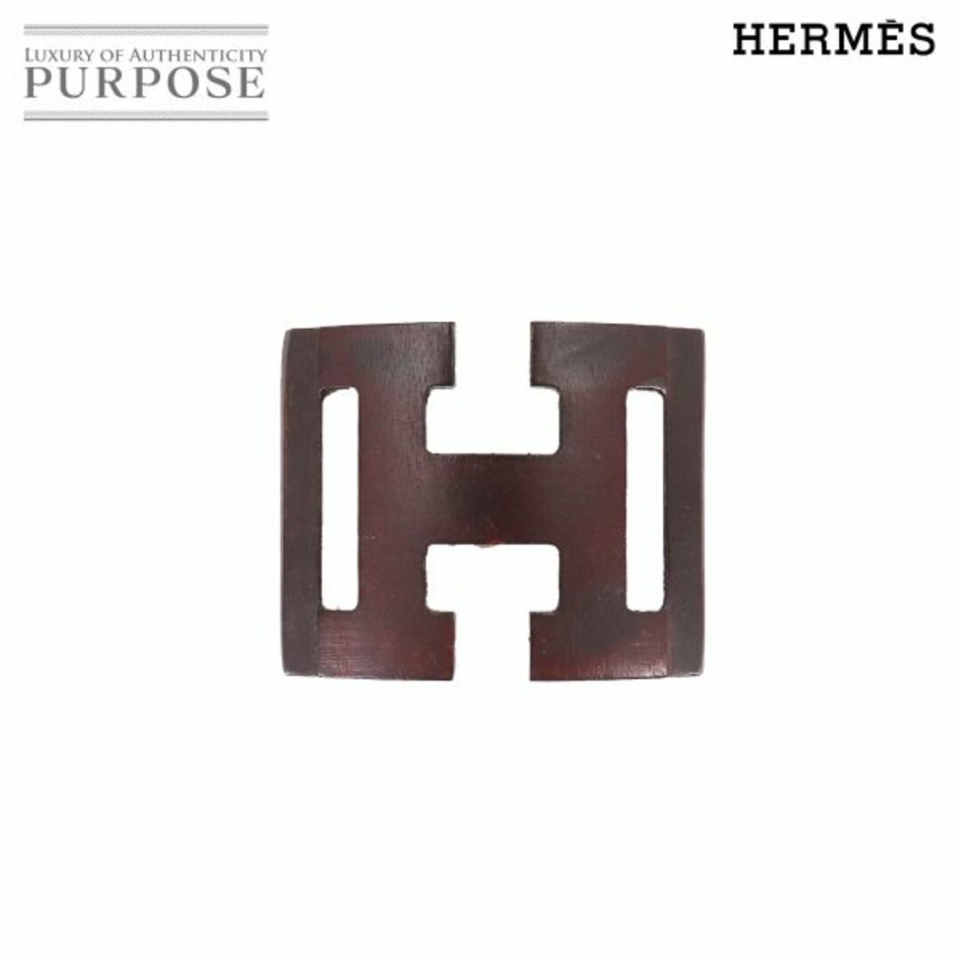 エルメス HERMES H スカーフリング ベルトバックル ウッド ダークブラウン アクセサリー VLP 90186336