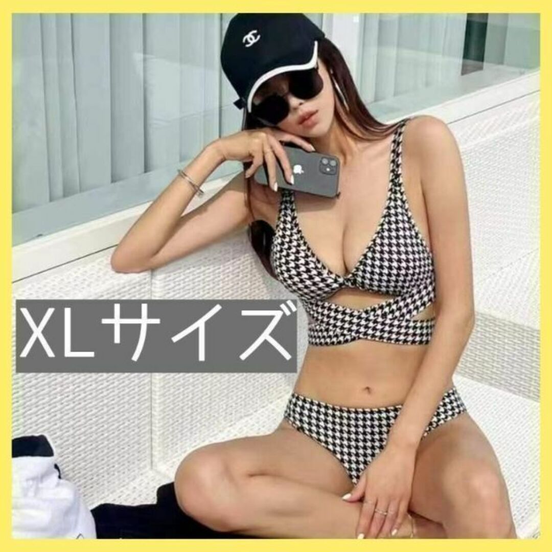 XL 千鳥格子　セパレート　体型カバー　韓国　ビキニ　リボン　ジアちゃん　ジア レディースの水着/浴衣(その他)の商品写真