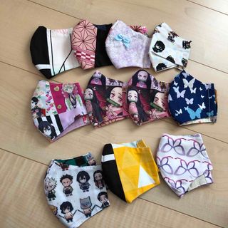 ハンドメイド♡インナーマスク♡鬼滅♡小学校サイズ♡11枚セット(外出用品)