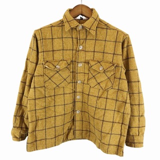 ウールリッチ(WOOLRICH)のWOOLRICH ウールリッチ ウール長袖シャツ アウトドア フラップポケット ボックス 格子柄 イエロー (メンズ L) 中古 古着 O7820(シャツ)