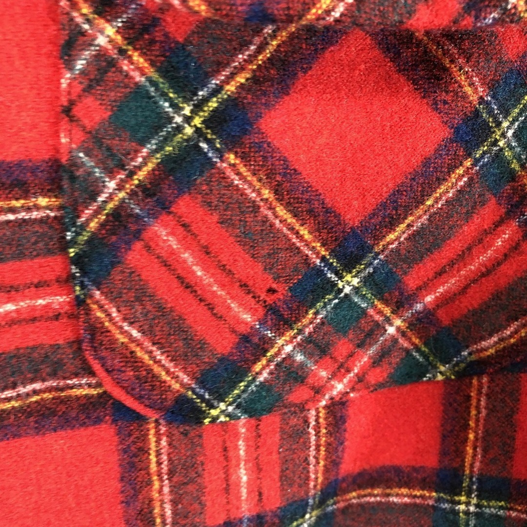 70年代 USA製 PENDLETON ペンドルトン ネルシャツ ウール長袖シャツ チェック柄 レッド (メンズ L) O7860