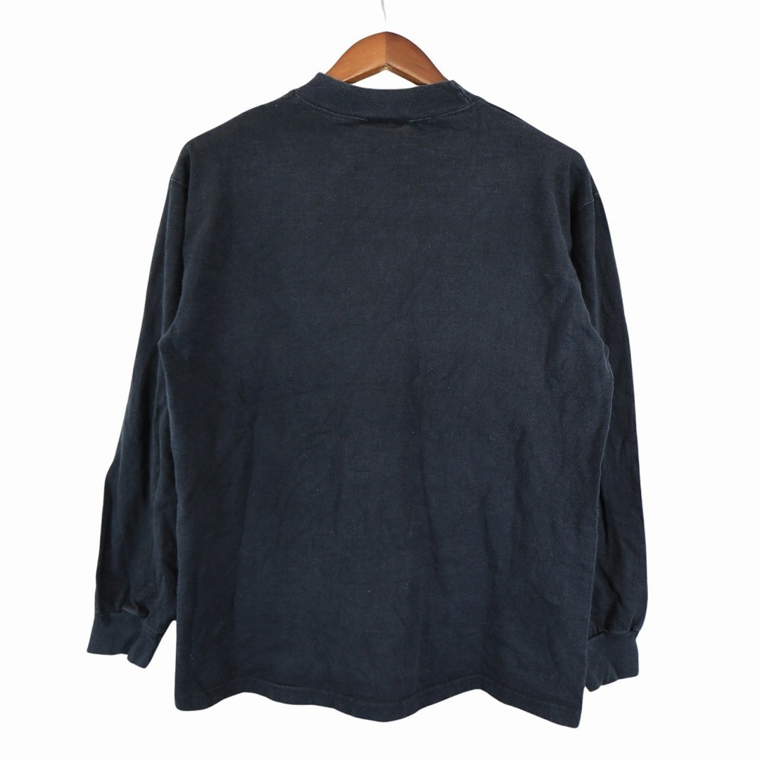 WOOLRICH(ウールリッチ)のUSA製 WOOLRICH ウールリッチ アート系プリント 長袖Ｔシャツ モックネック ブラック (メンズ M) 中古 古着 O7884 メンズのトップス(Tシャツ/カットソー(七分/長袖))の商品写真