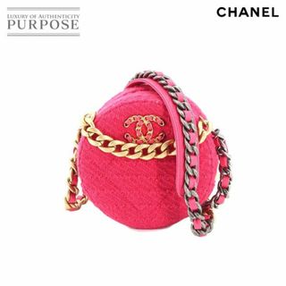 シャネル(CHANEL)の新品同様 シャネル CHANEL 19 ラウンド クラッチ チェーン ショルダー バッグ ツイード レザー ピンク AP0945 VLP 90195278(ショルダーバッグ)