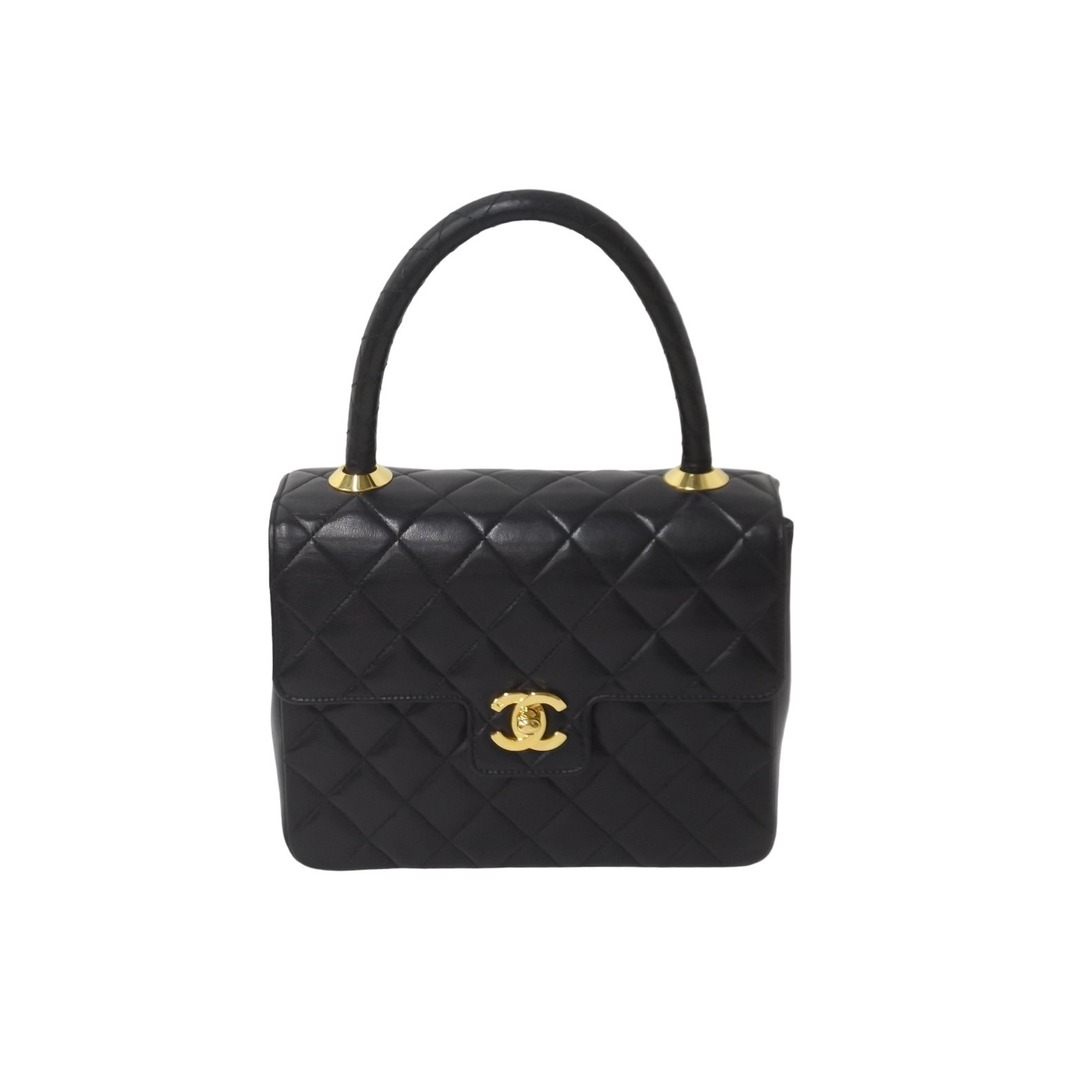 CHANEL シャネル ハンドバッグ マトラッセ ラムスキン ココマーク ブラック ターンロック ゴールド金具 美品  55928