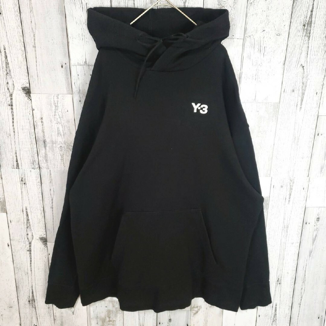 ワンポイント美品【20周年ロゴ フーディー】Y-3 パーカー ブラック XL